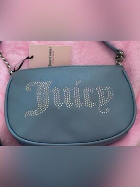 Juicy Couture Slate Blue Bag with Iridescent Crystal Logo